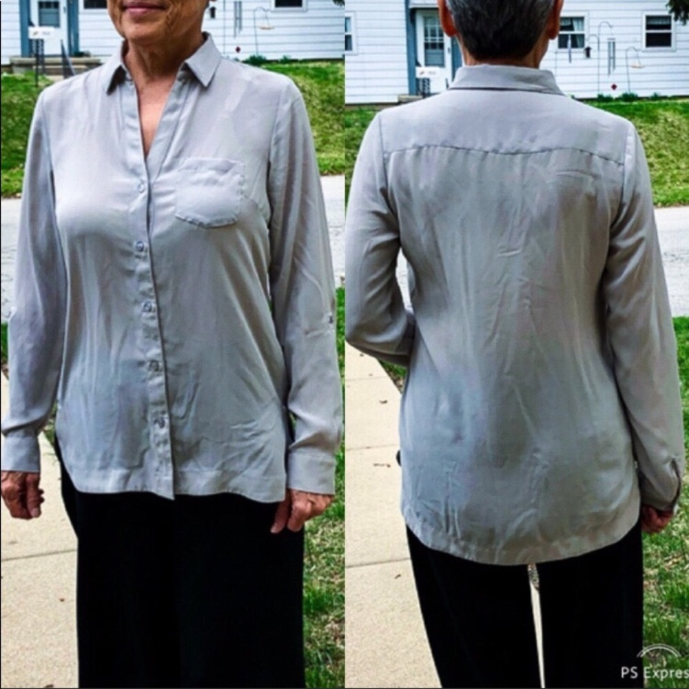 The Limited Gray Georgette Convertible Blouse SZ S! EUC!